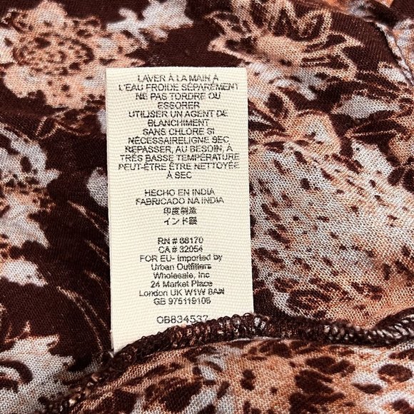 Free People Lady Luck Printed Tunic High Neck Bell Sleeve Tie Dress Sz XSmall XS - Picture 10 of 10